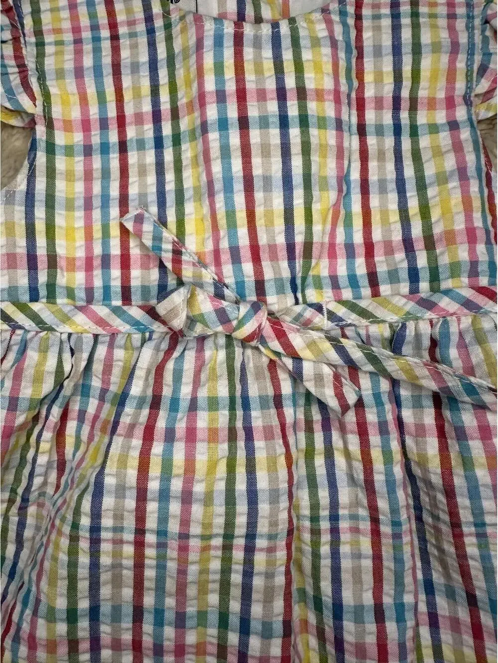 OshKosh Girl's multicolored plaid seeksucker dress Size 18M rainbow cottagecore